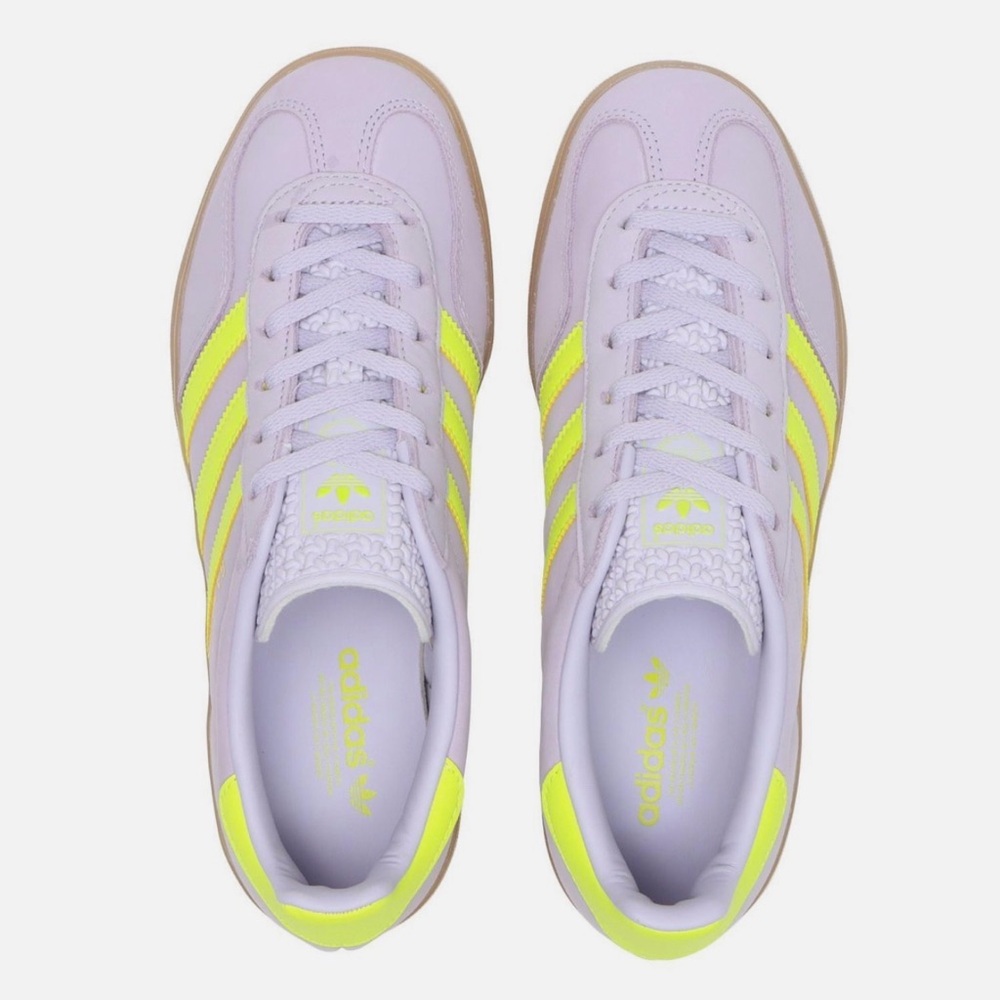 adidas Lavender Low-Top Sneakers with Neon Yellow Stripes